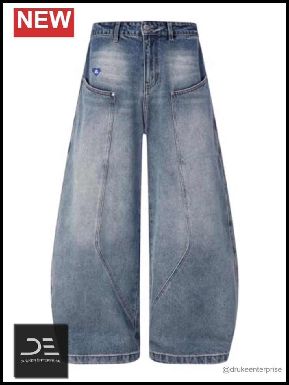 Baggy Barrel Jeans Women Wide Leg Denim Pants Loose Fit Streetwear Curved Seam